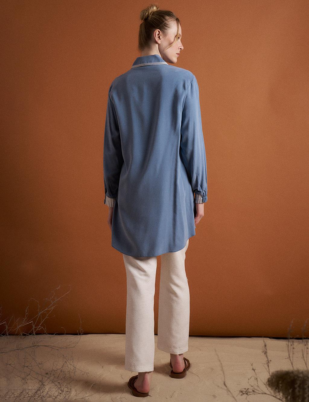 Half-Sleeve Modal Fabric Tunic in Royal Blue