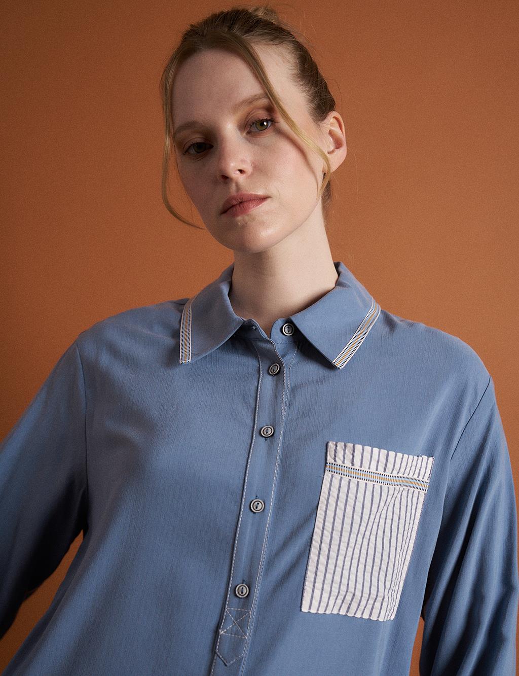 Half-Sleeve Modal Fabric Tunic in Royal Blue