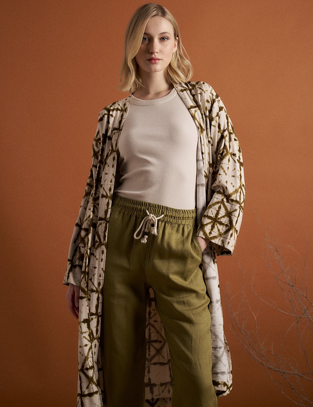 Abstract Patterned Wear and Go Khaki