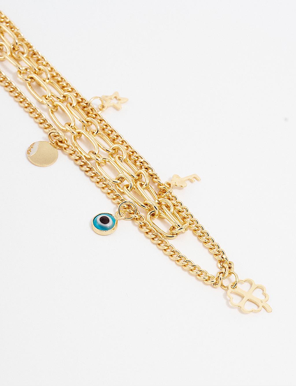 Multiple Minimal Detailed Necklace Gold
