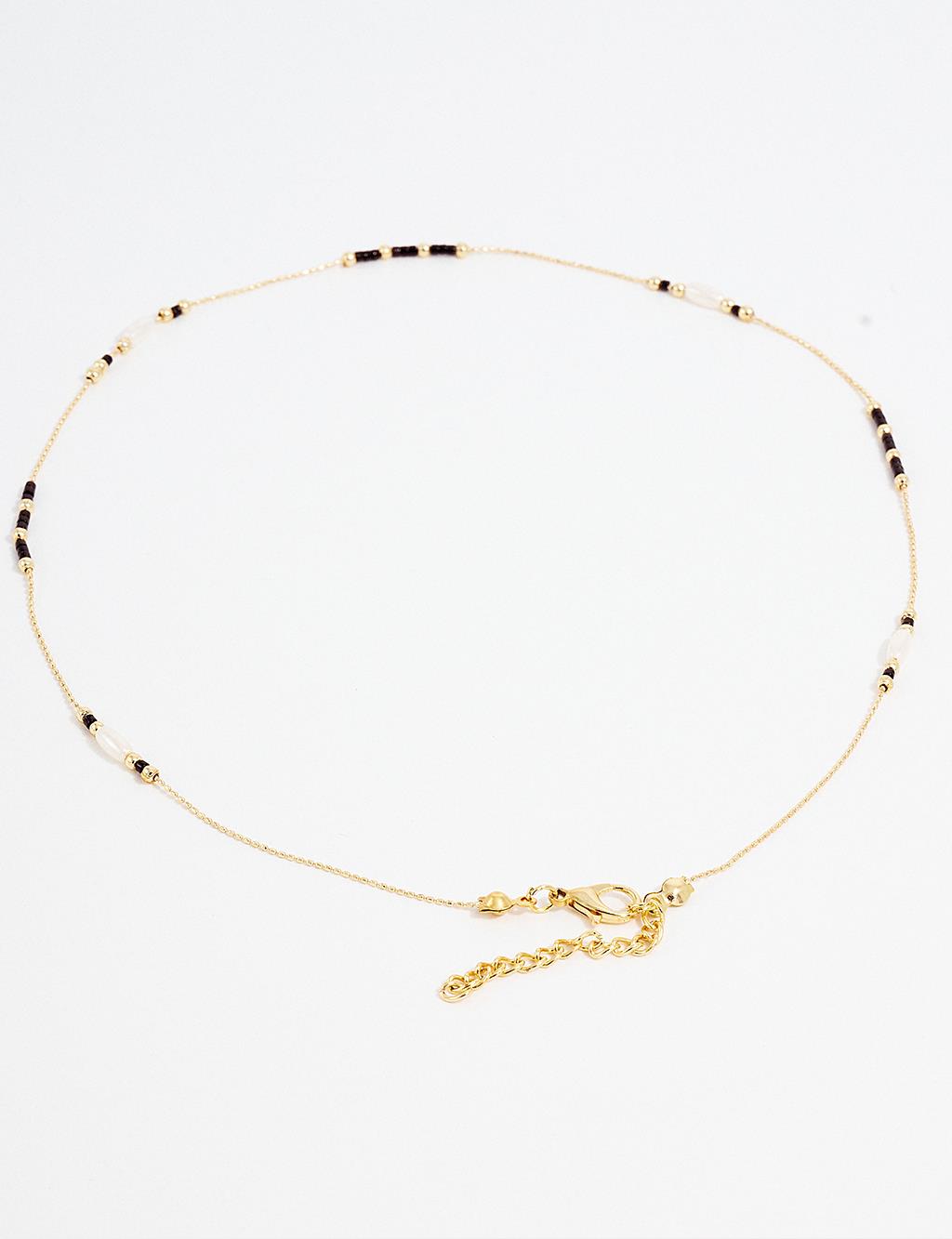 Sequential Bead Array Necklace Gold