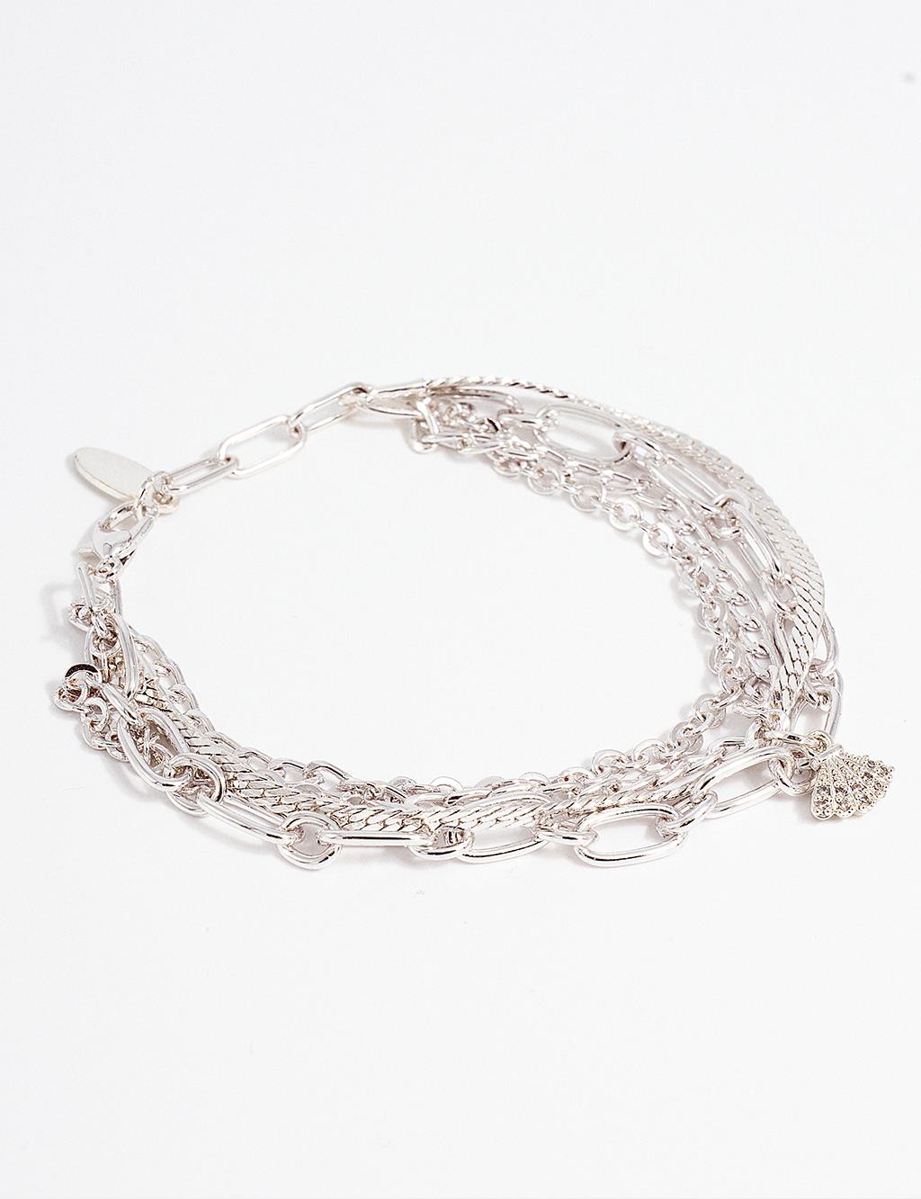 Minimal Figürlü Çoklu Bileklik Gümüş 