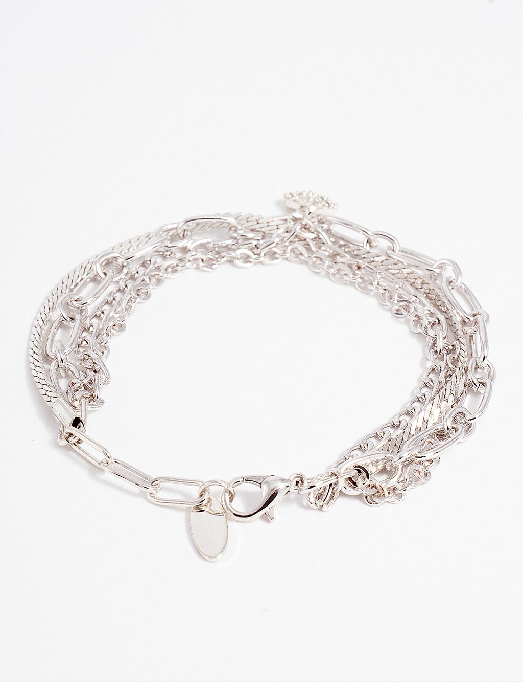 Minimal Figürlü Çoklu Bileklik Gümüş 