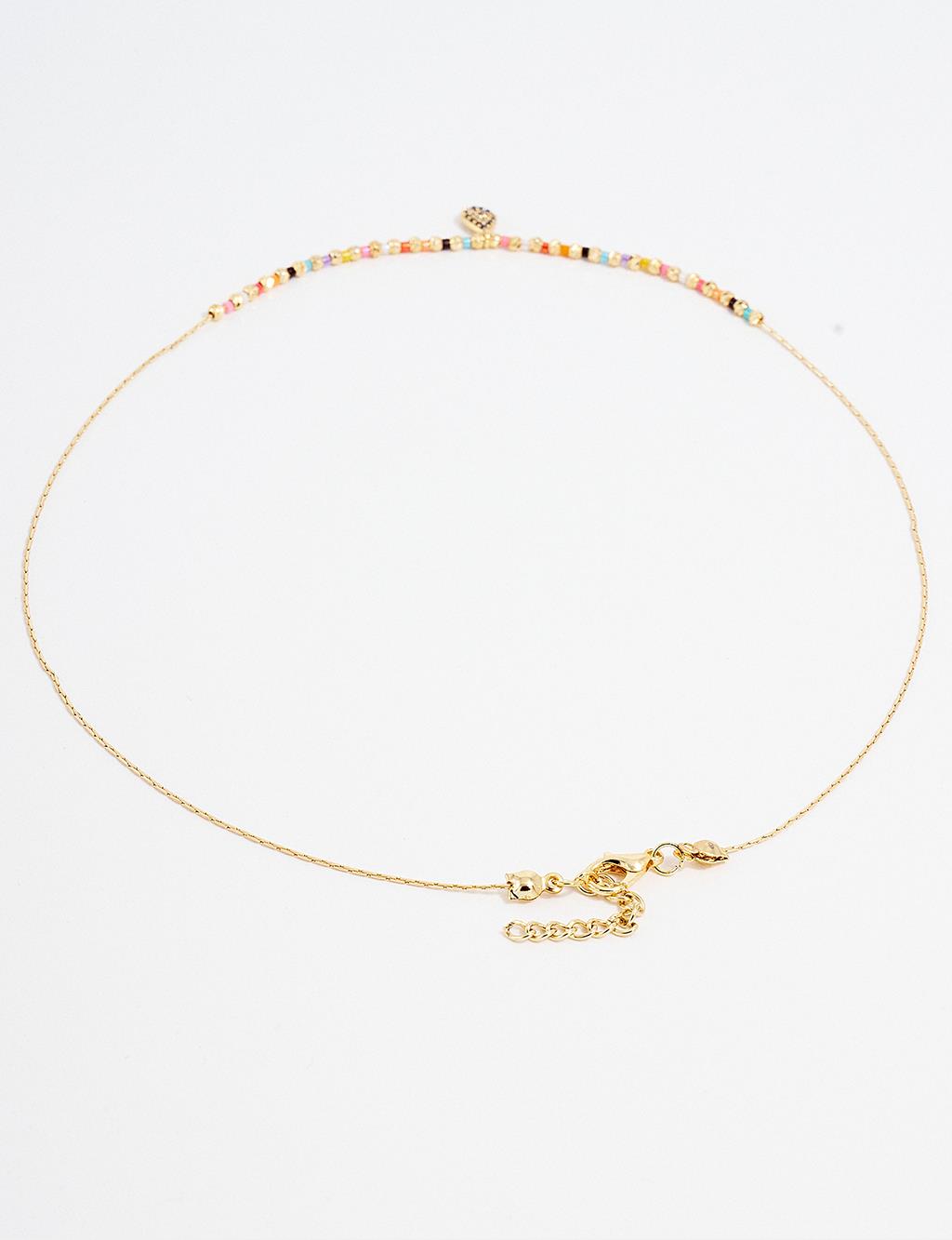 Colorful Bead Array Necklace Gold