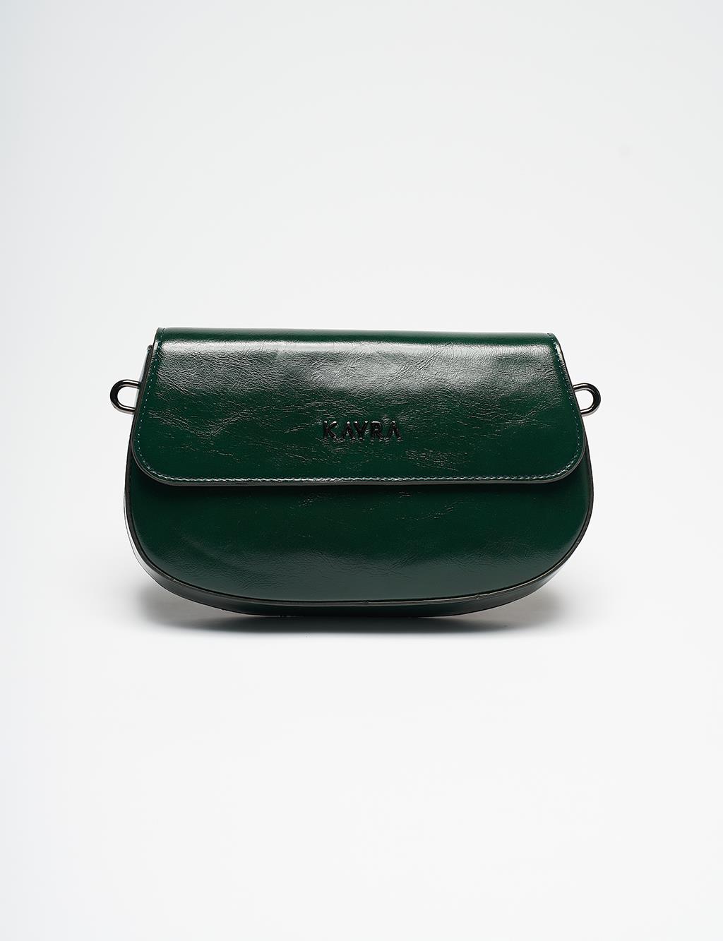 Covered D Form Textured Bag Emerald
