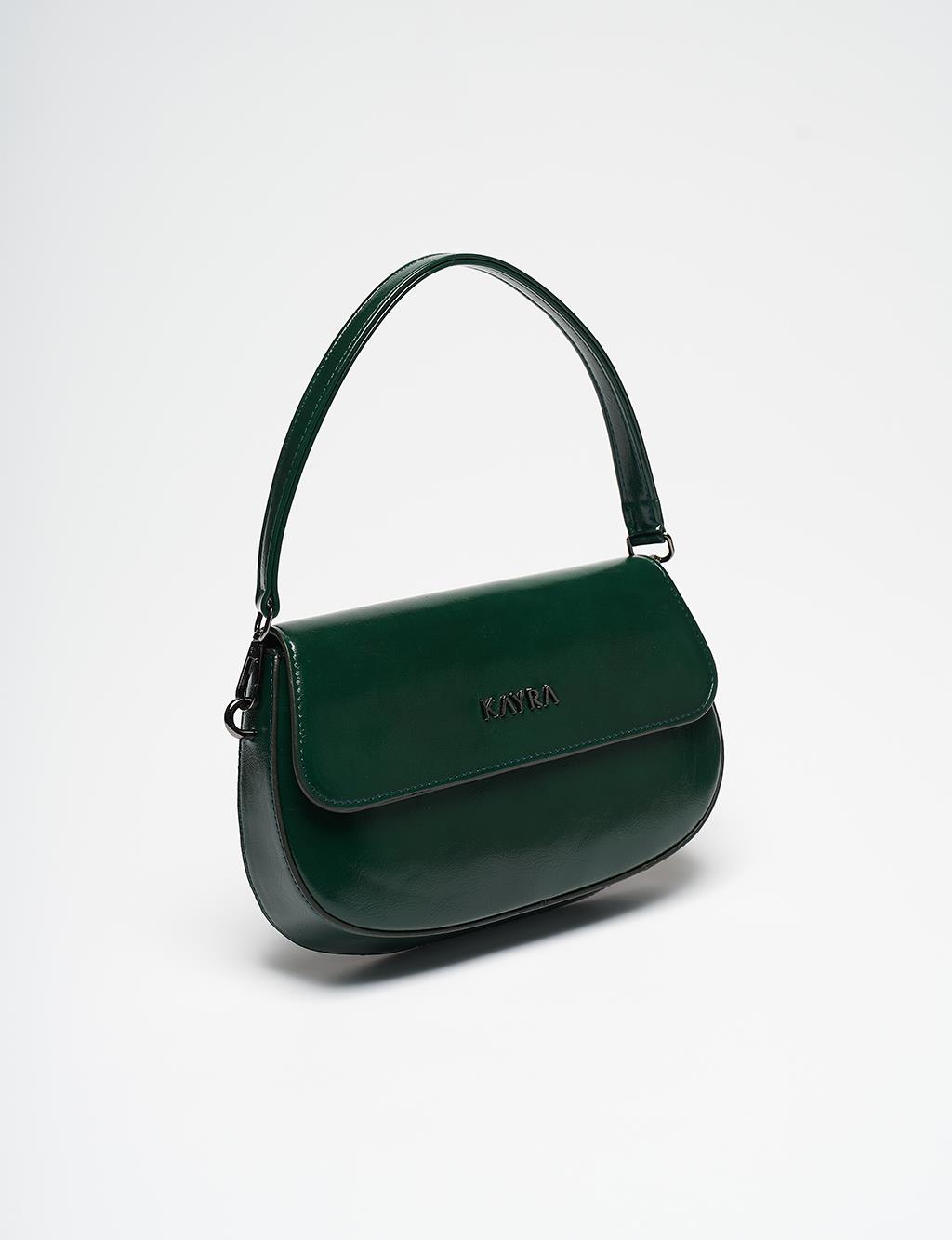 Covered D Form Textured Bag Emerald