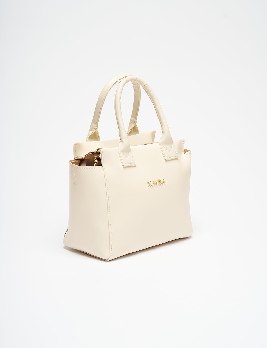 Faux Leather Blend Tote Bag Cream