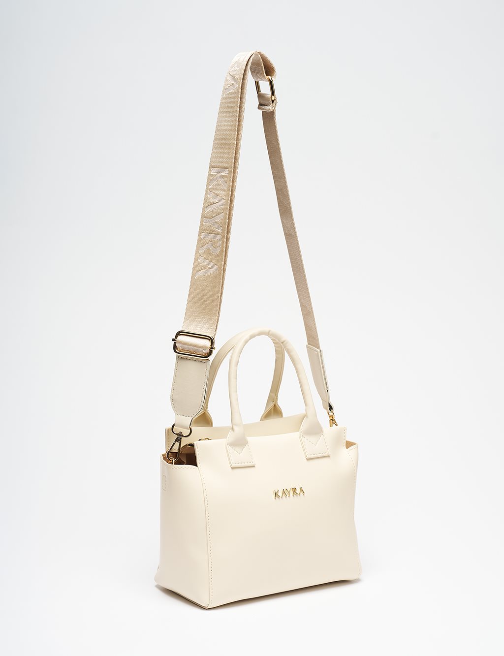 Faux Leather Blend Tote Bag Cream