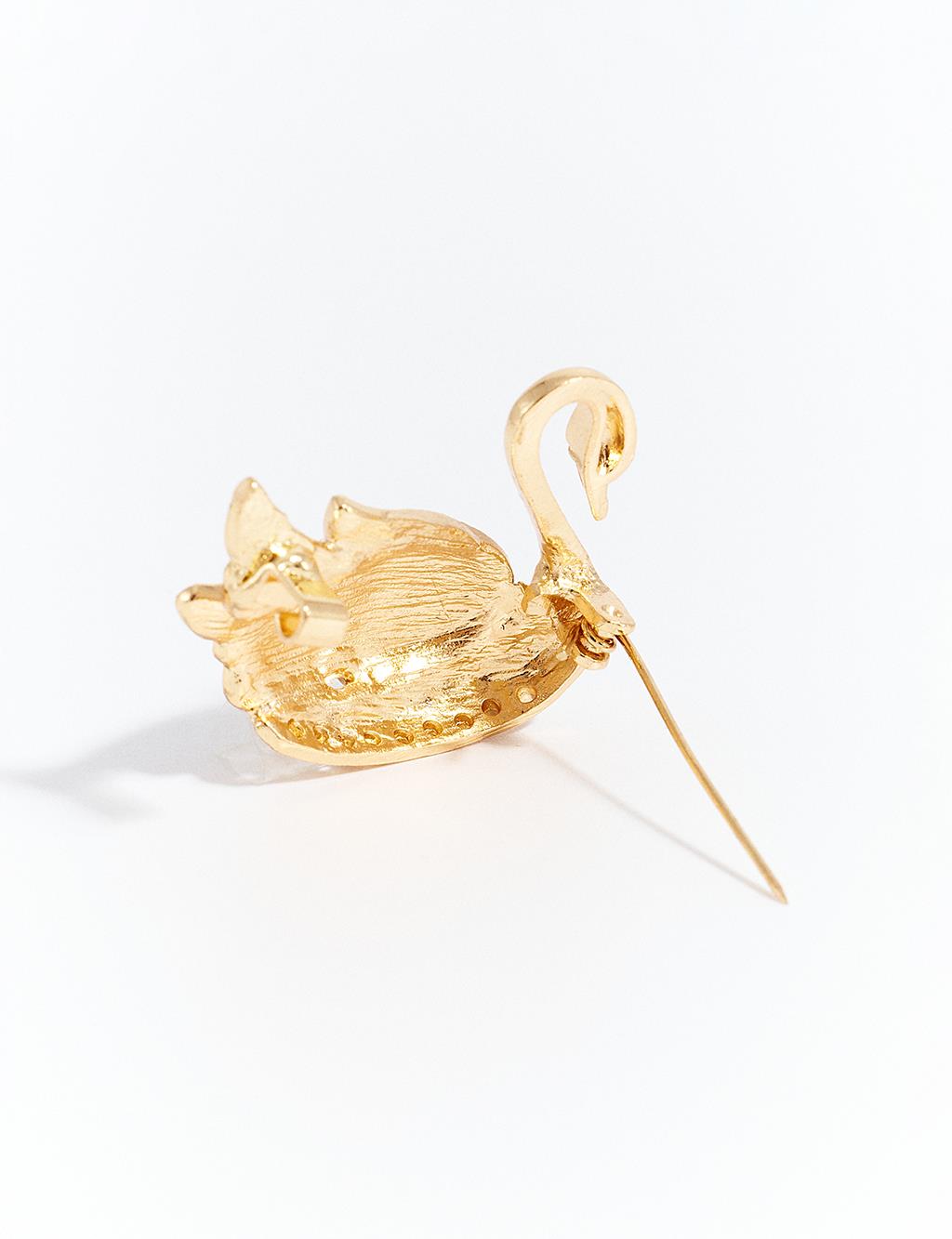 Swan Figured Brooch Gold
