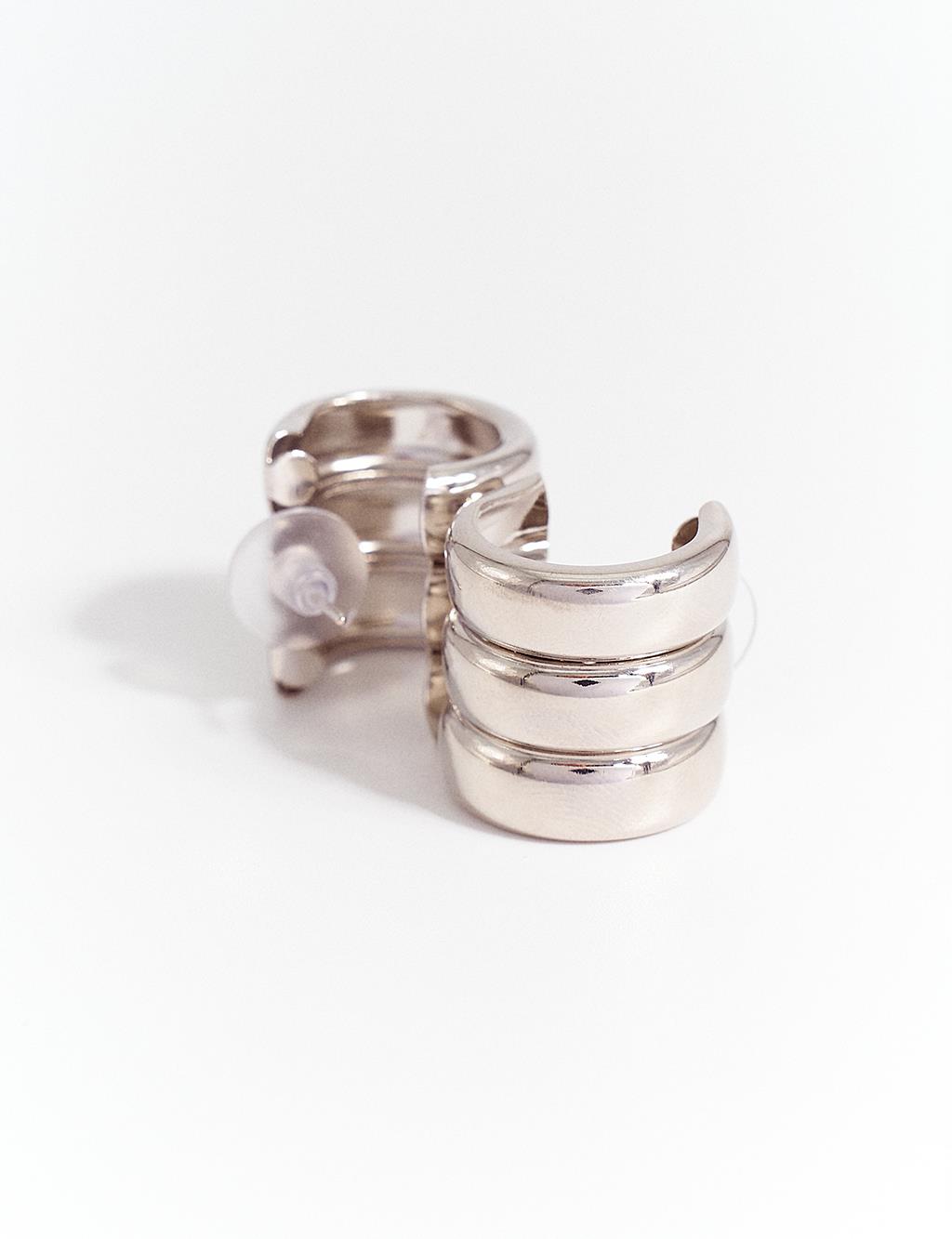 Multiple Ring Form Earrings Silver