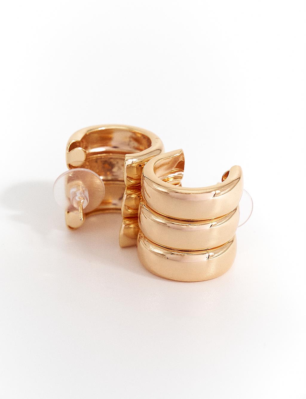 Multiple Ring Form Earrings Gold