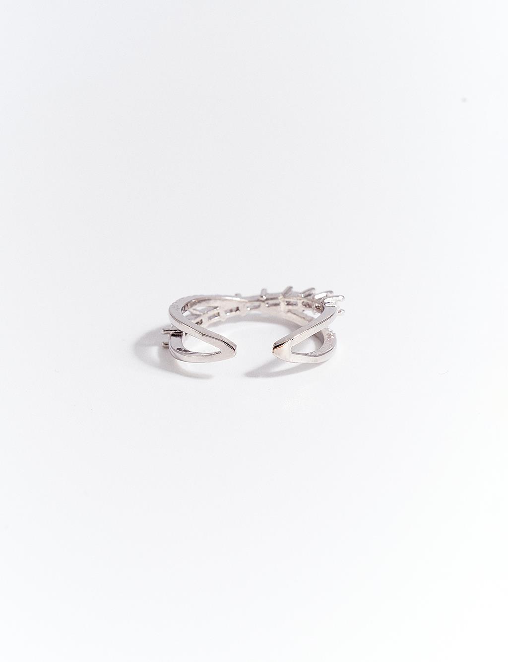 Cross Form Ring Silver