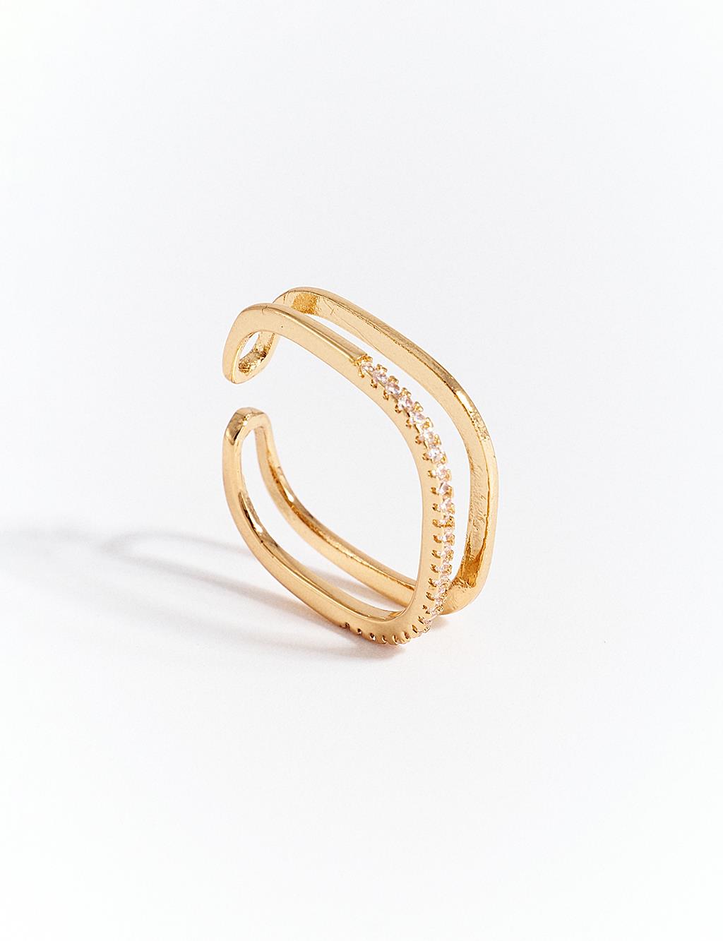 Shiny Stone Form Ring Gold