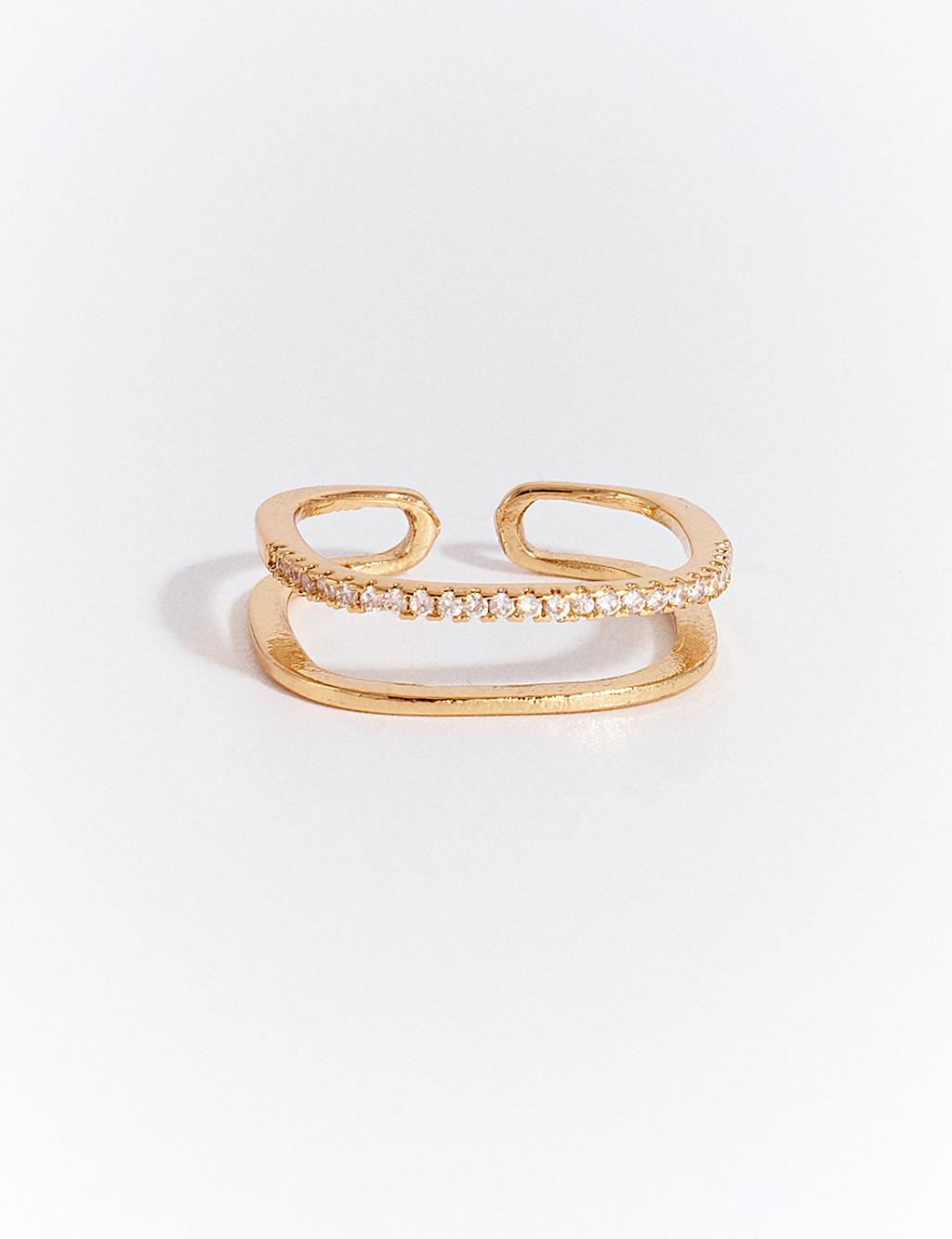 Shiny Stone Form Ring Gold