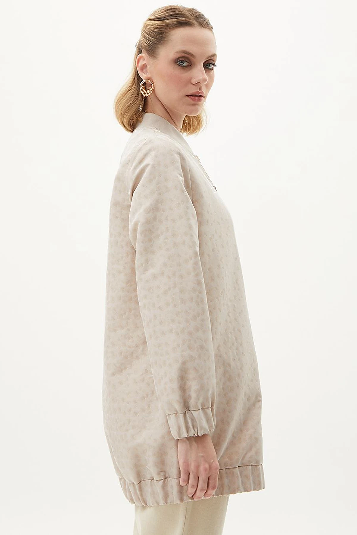 Sequin Embellished Bomber Jacket Stone