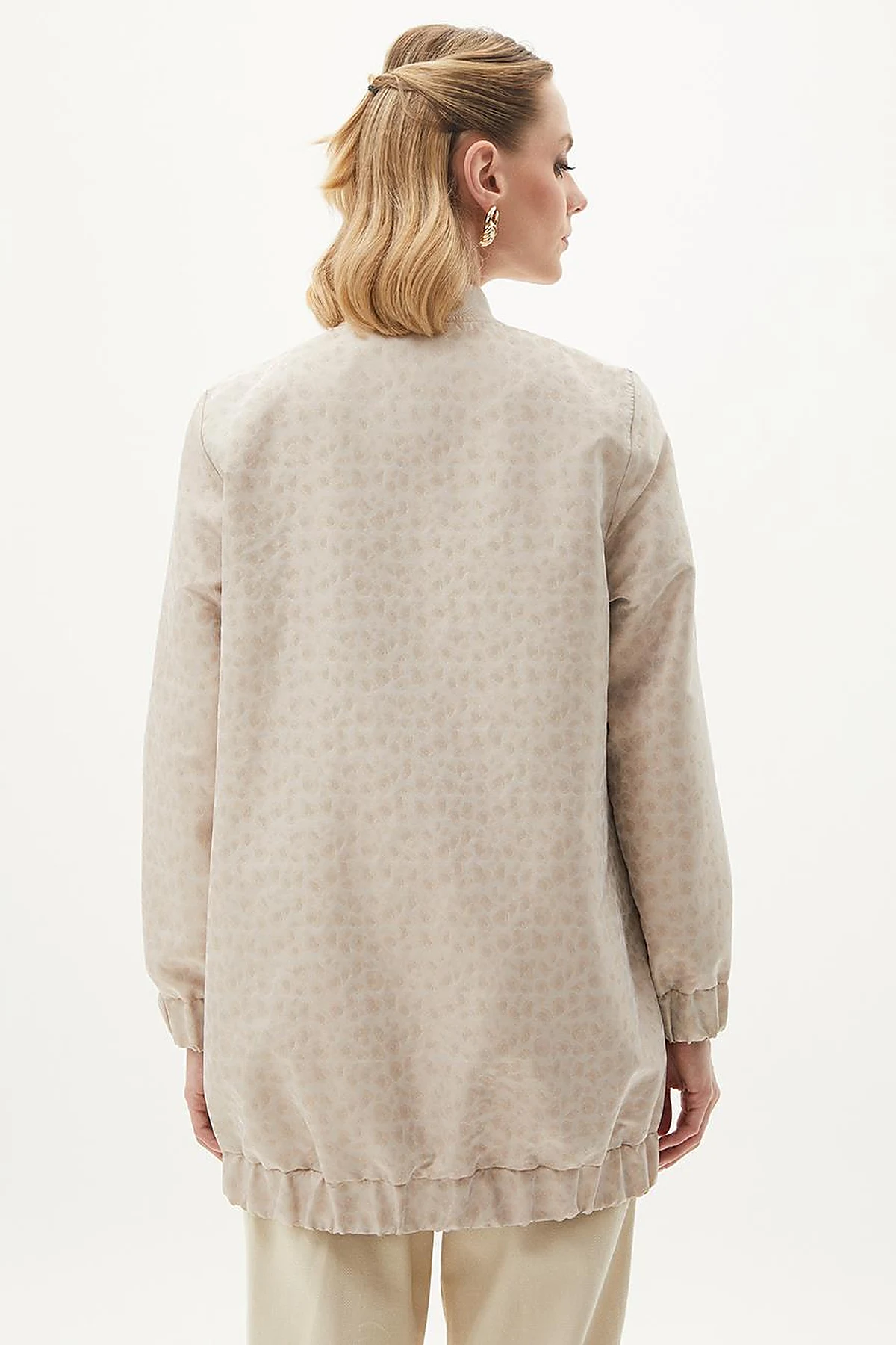Sequin Embellished Bomber Jacket Stone