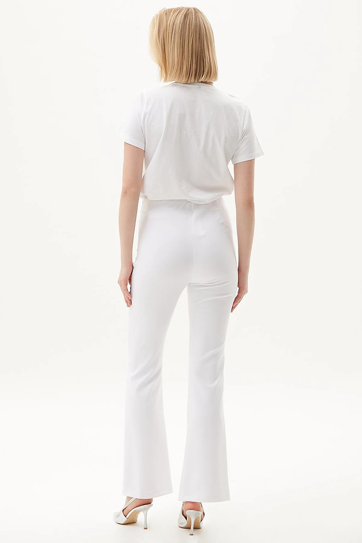 Flare Fit Pantolon Optik Beyaz
