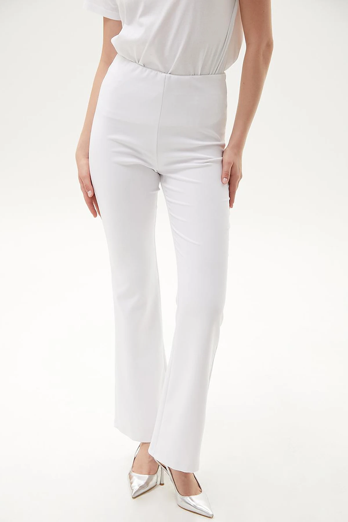 Flare Fit Pantolon Optik Beyaz