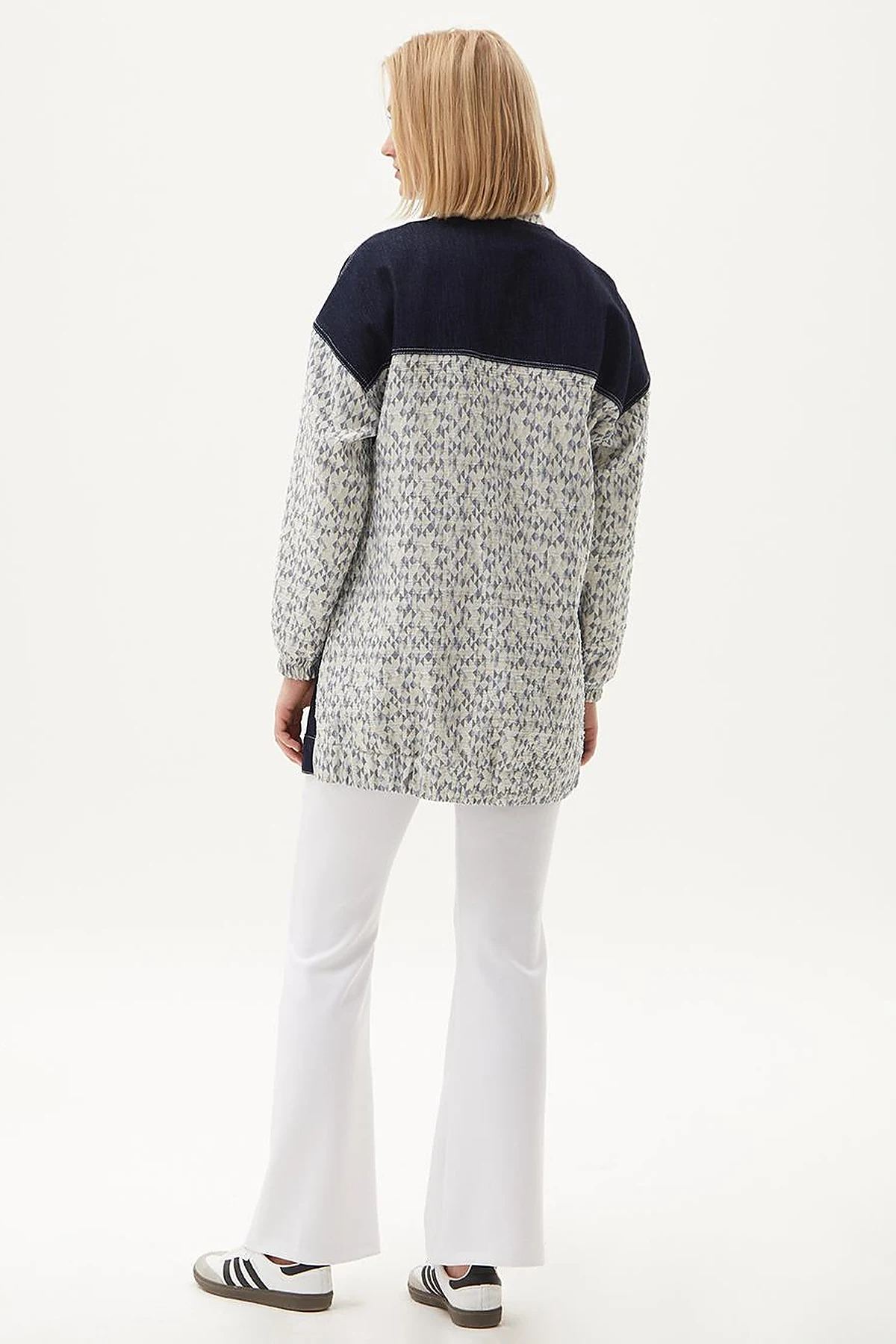 Jacquard Mixed Denim Jacket Indigo