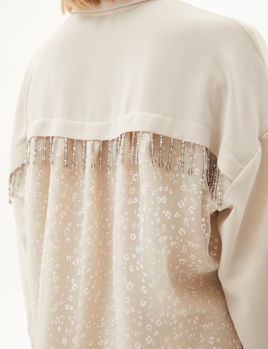Stone-Embellished Back Tunic Cream