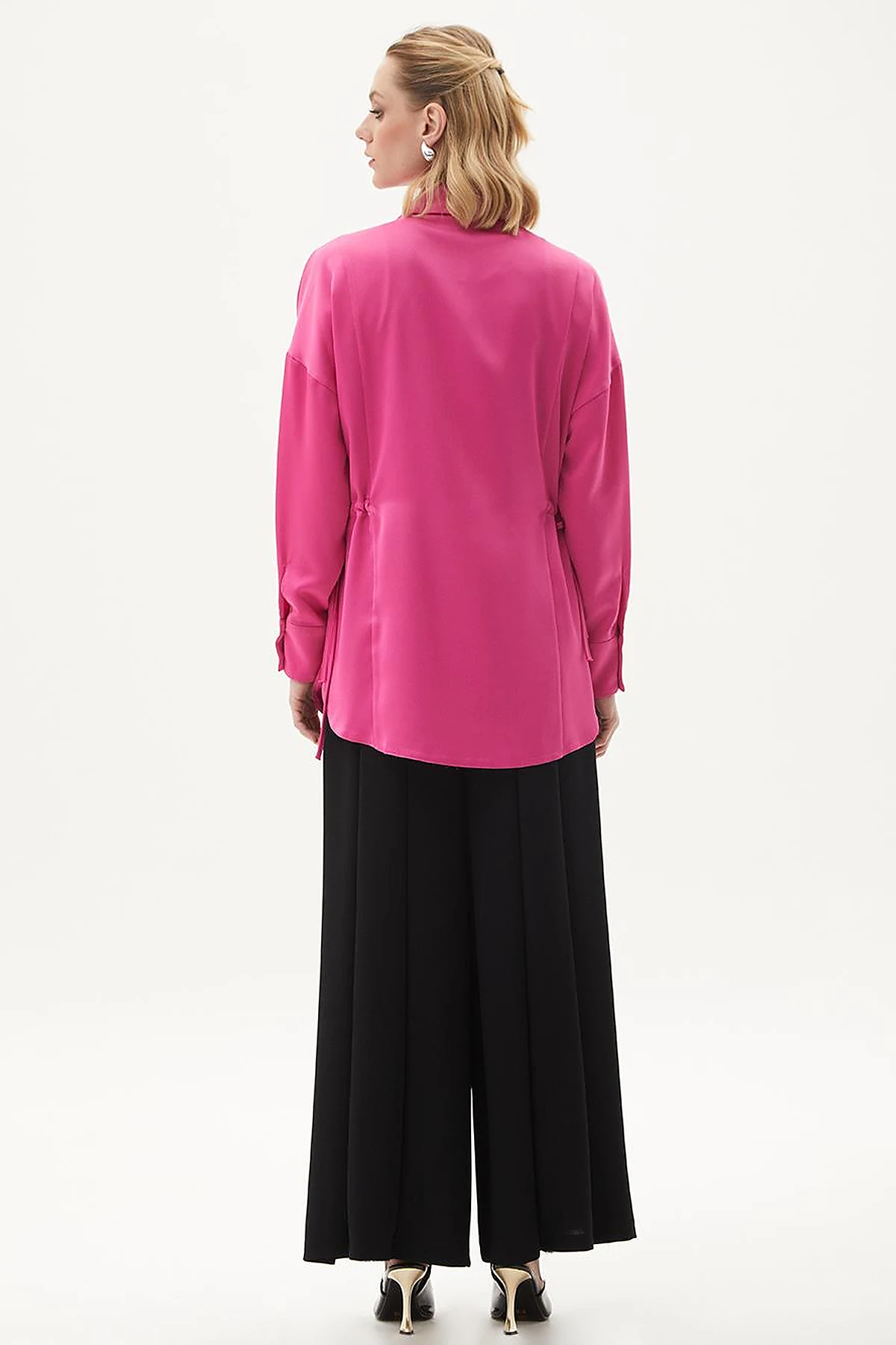 Embroidered Satin Tunic Fuchsia