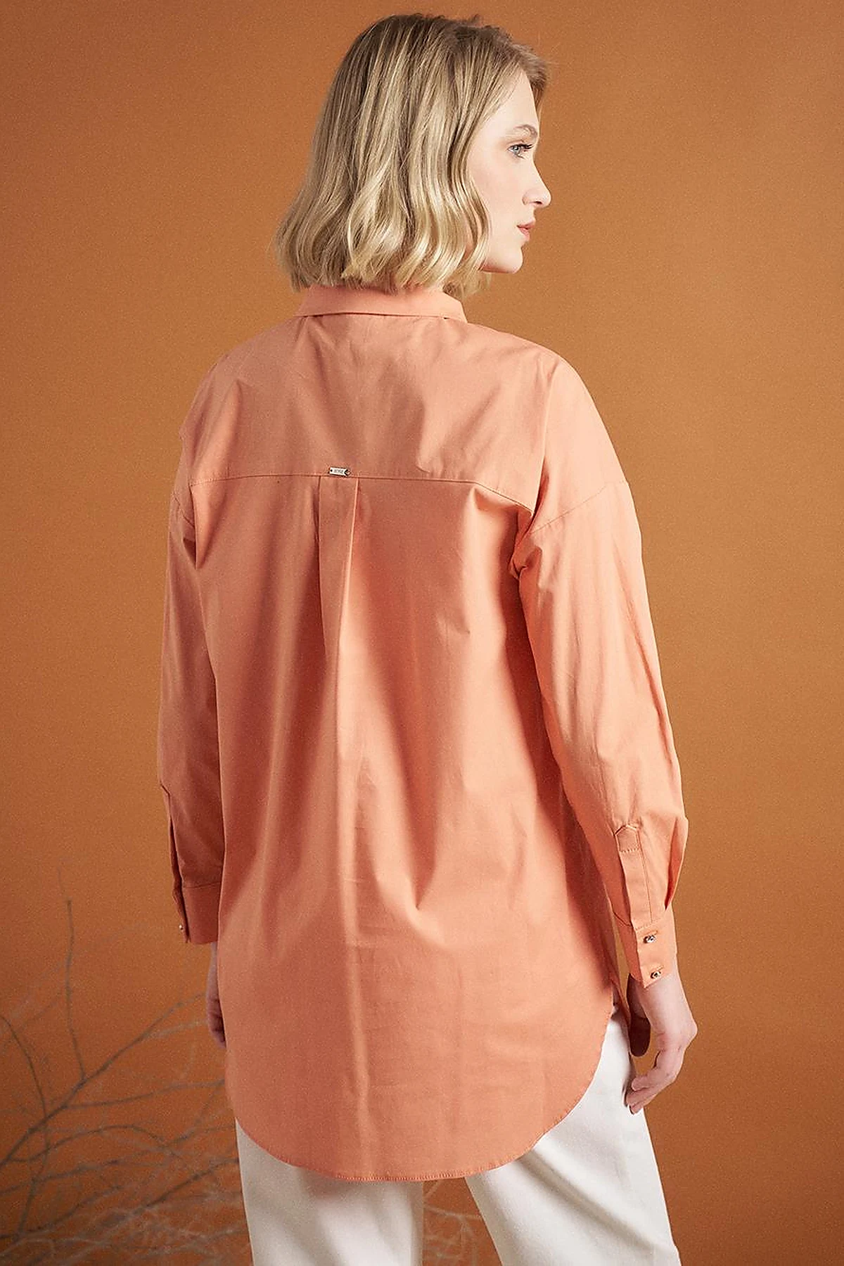 Stone Embellished Poplin Tunic Peach