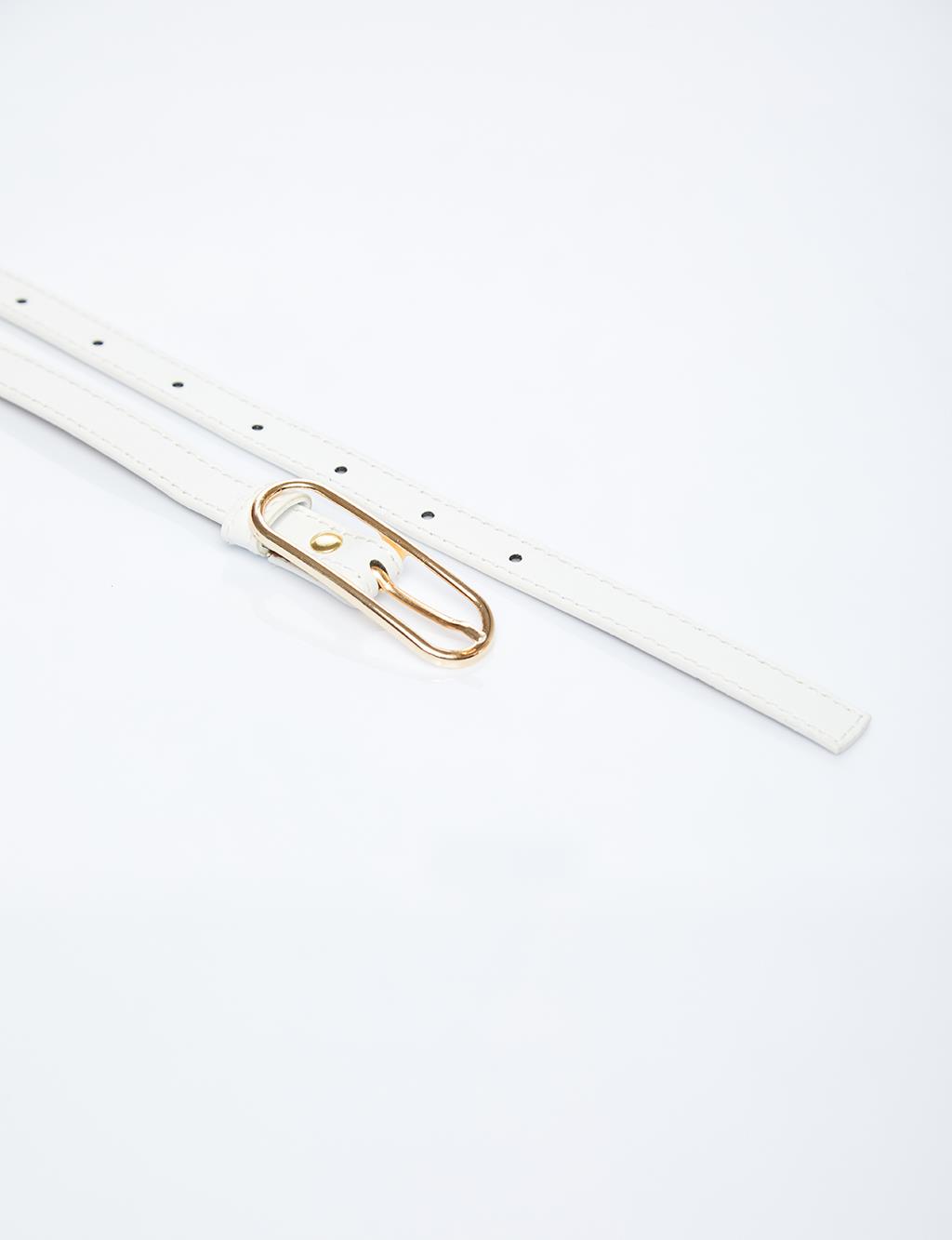 Belt Optical White with Gold Buckle