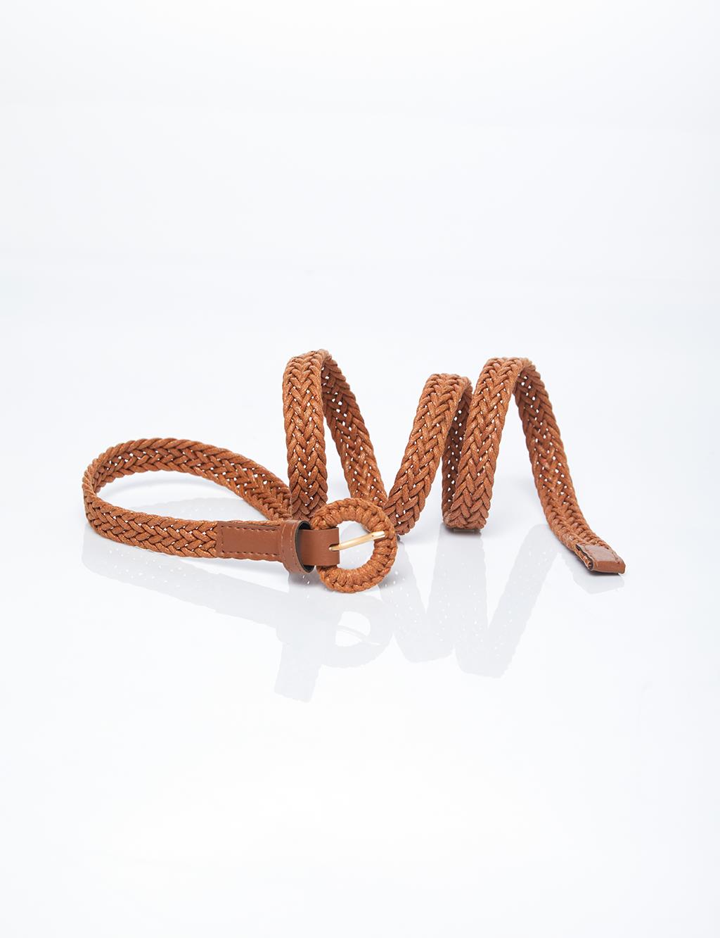 Buckle Knitted Belt Brown