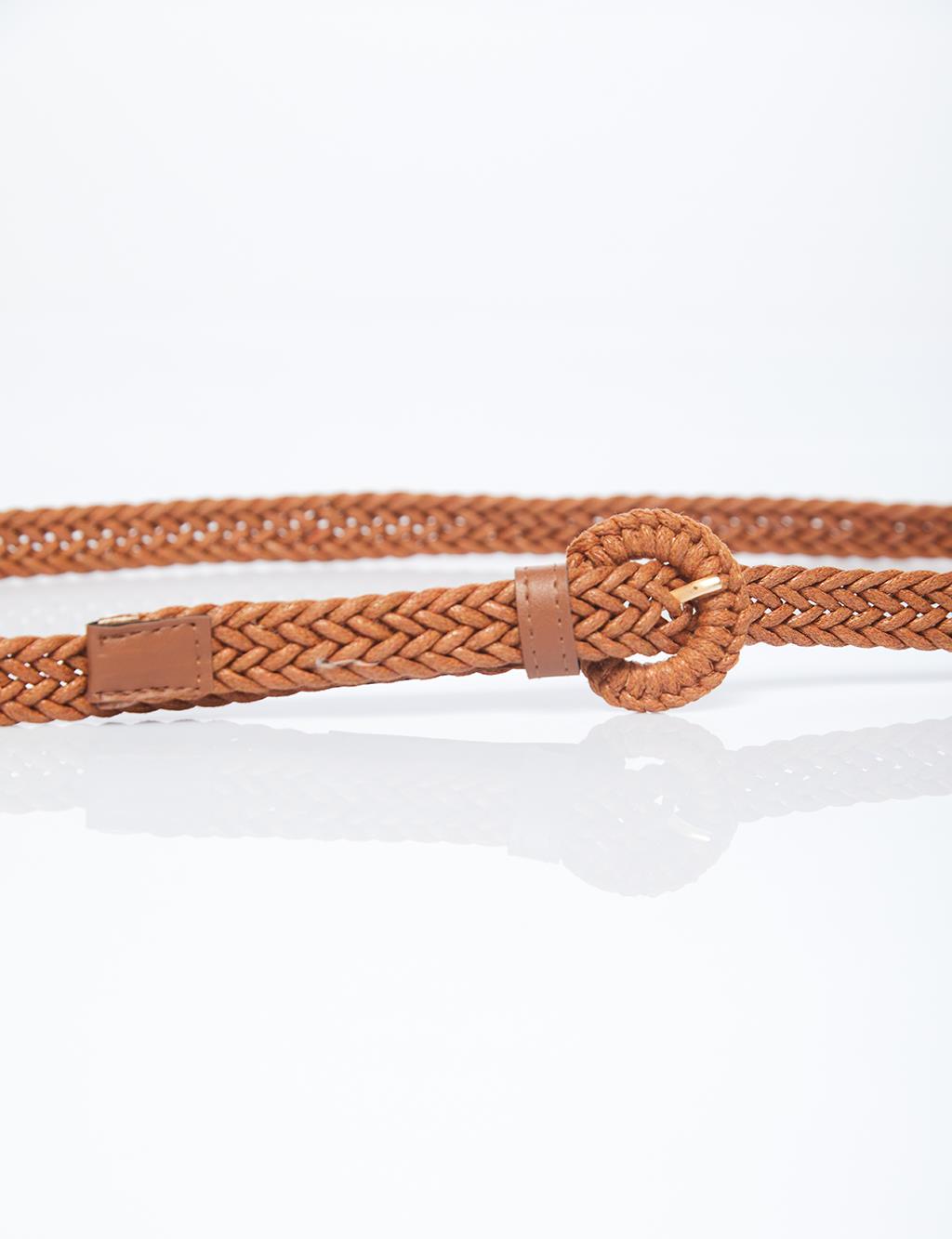 Buckle Knitted Belt Brown
