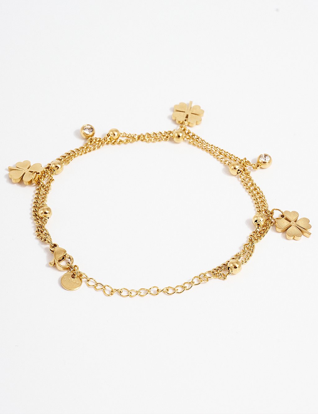 Gold Clover-shaped Stainless Steel Bracelet