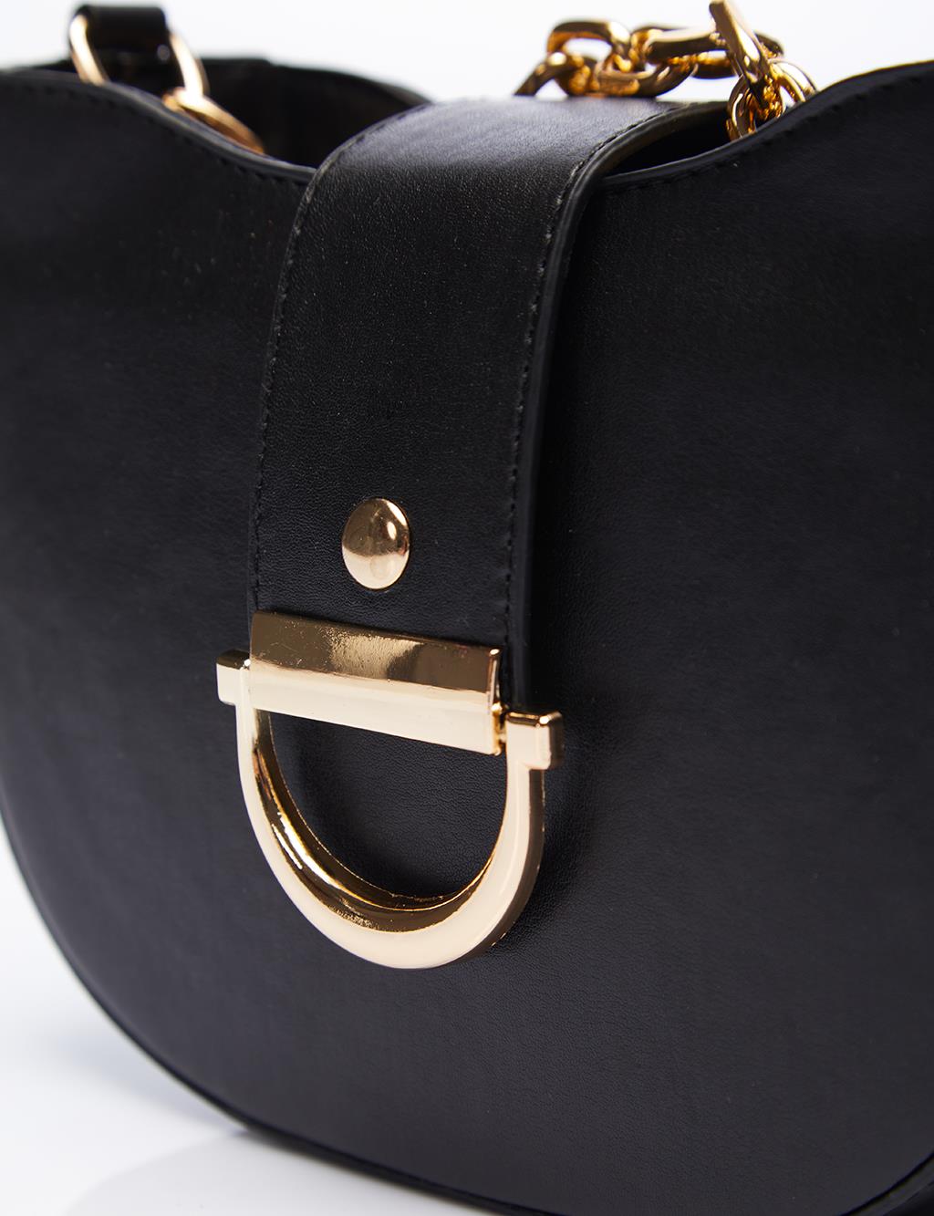 Chain Detailed D Form Bag Black