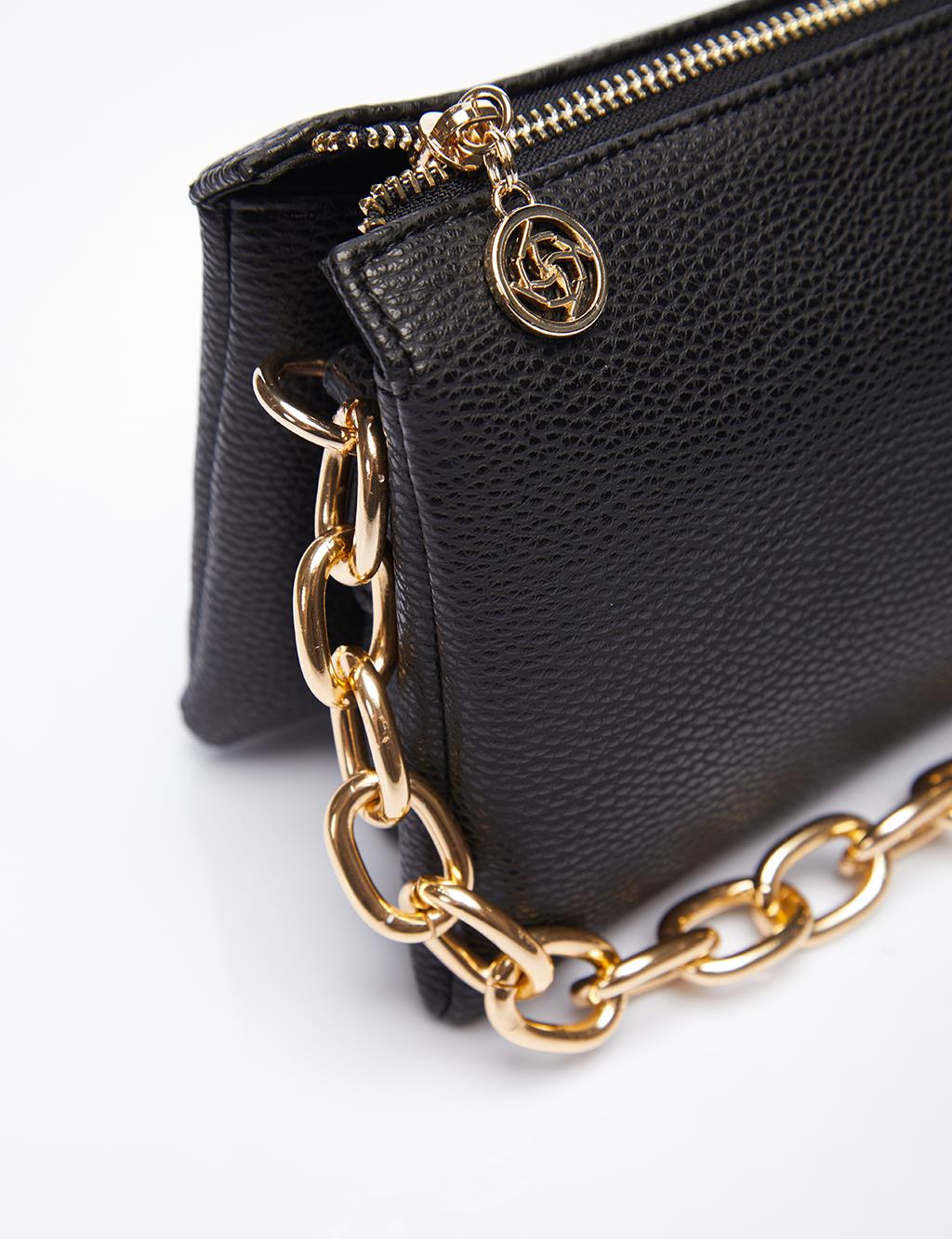 Mini Shoulder Bag with Chain Black