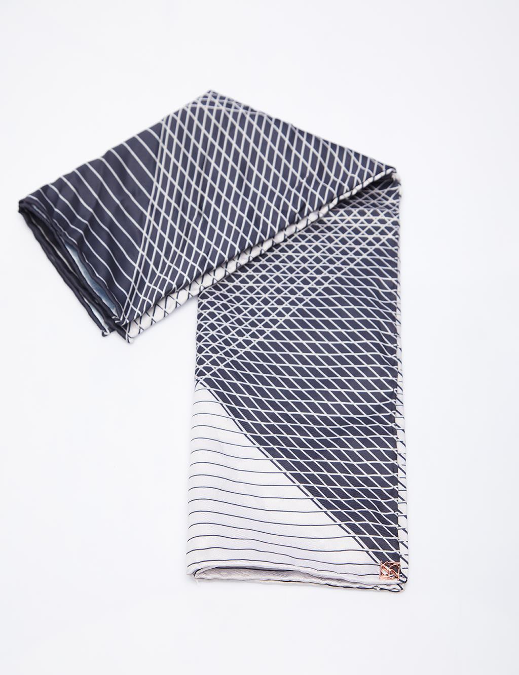 Geometric Patterned Scarf Black-Optical White