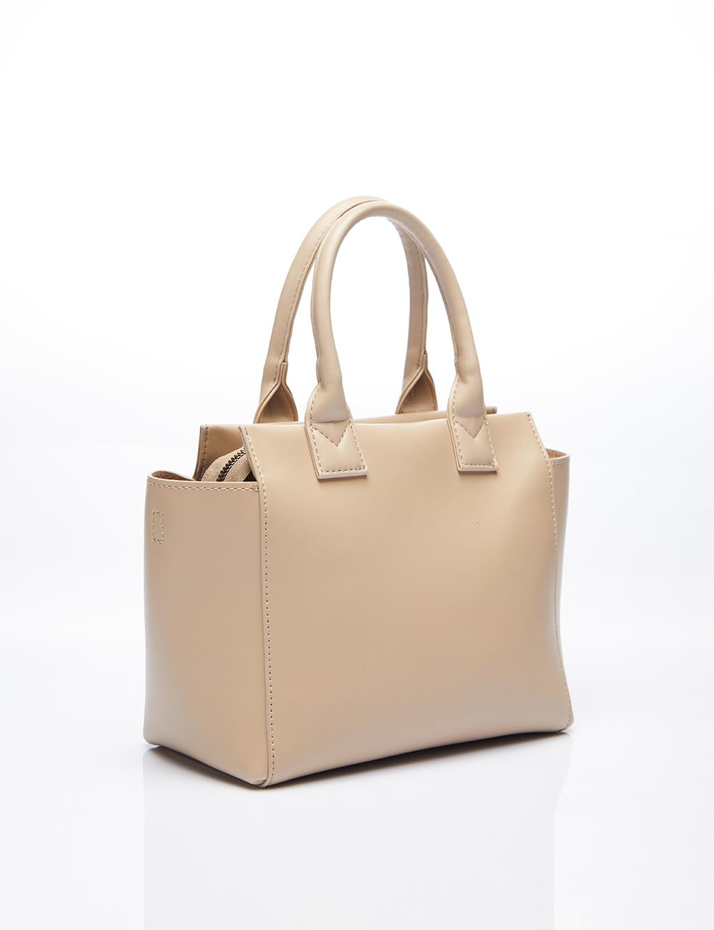 Faux Leather Blended Tote Bag Mink