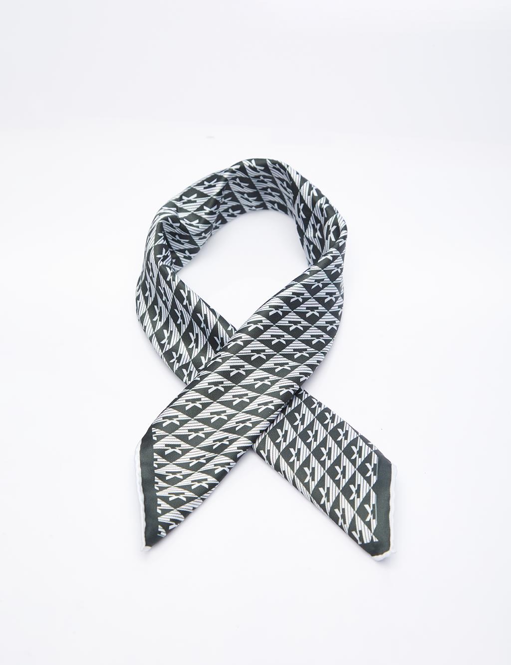 Scarf with Logo Black-Optical White