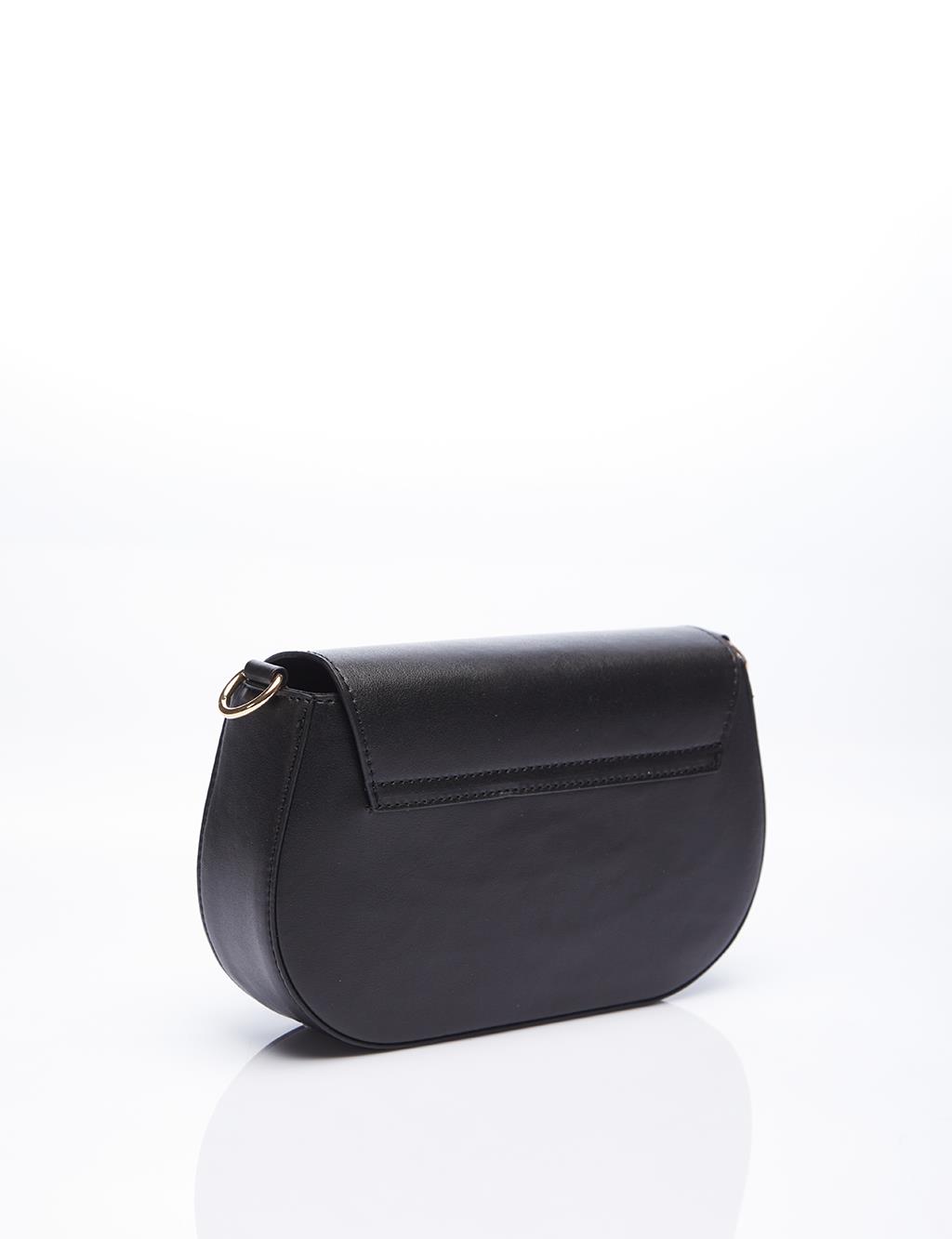 Shoulder Bag with Metal Buckle Black