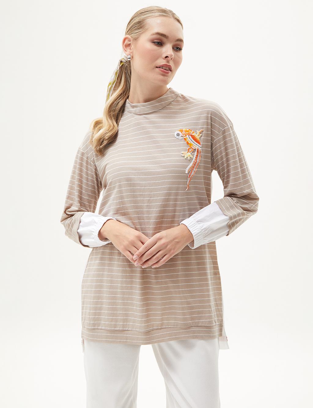 Striped Poplin Tunic Stone