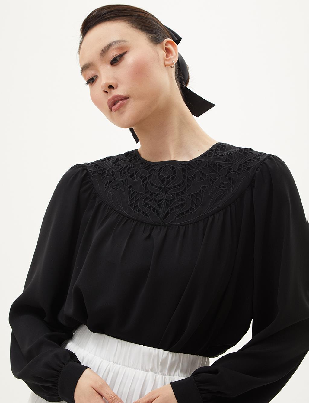 Lace Detailed Blouse Black