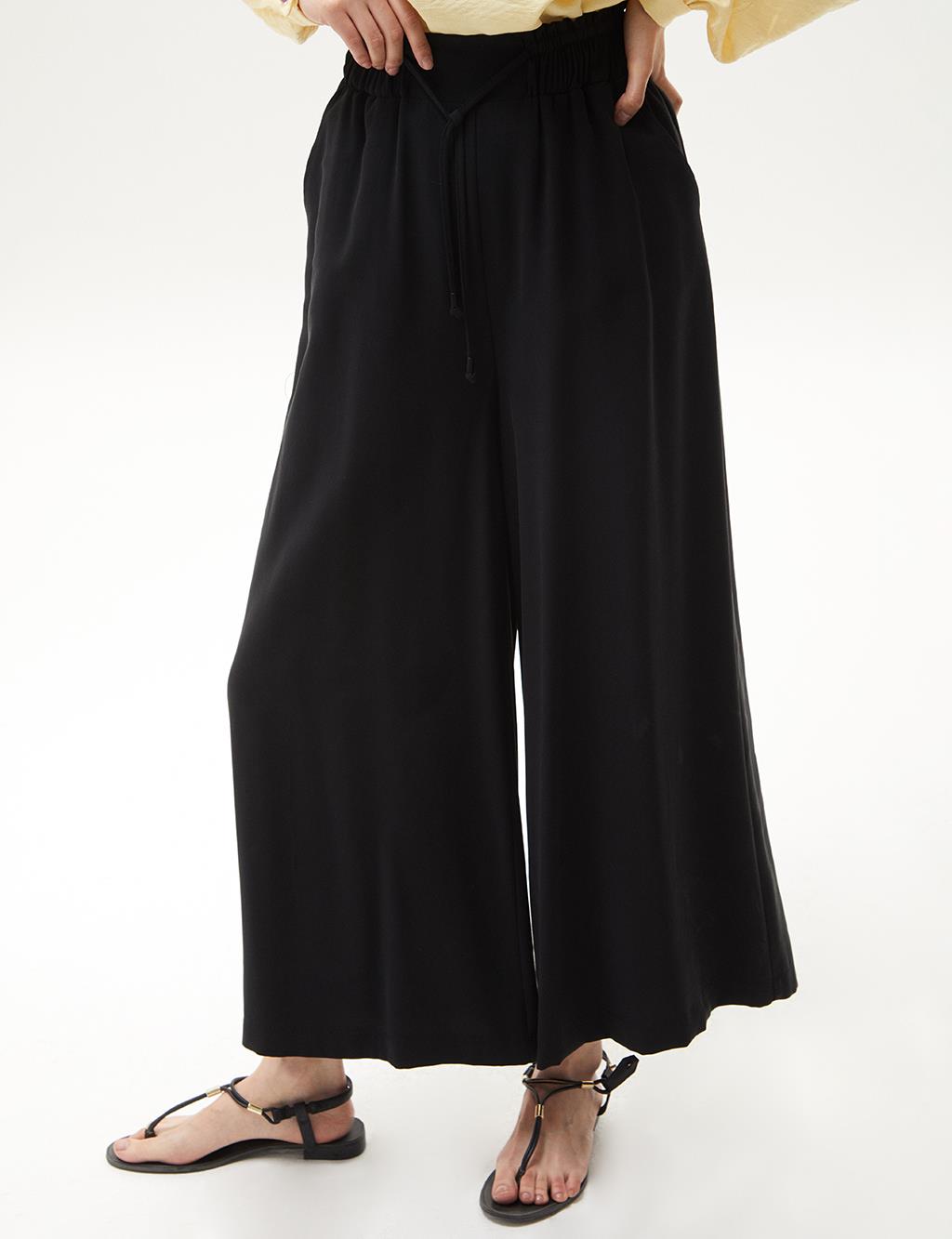 Elastic Waist Trousers Black