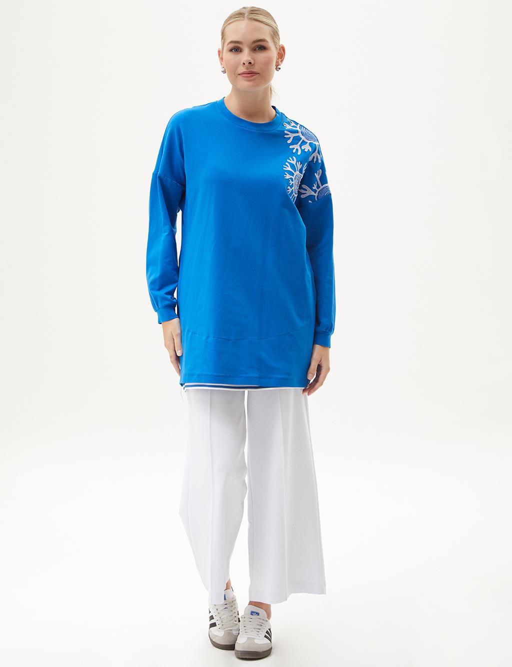 Ribbed Half-Zip Sweatshirt Cobalt Blue