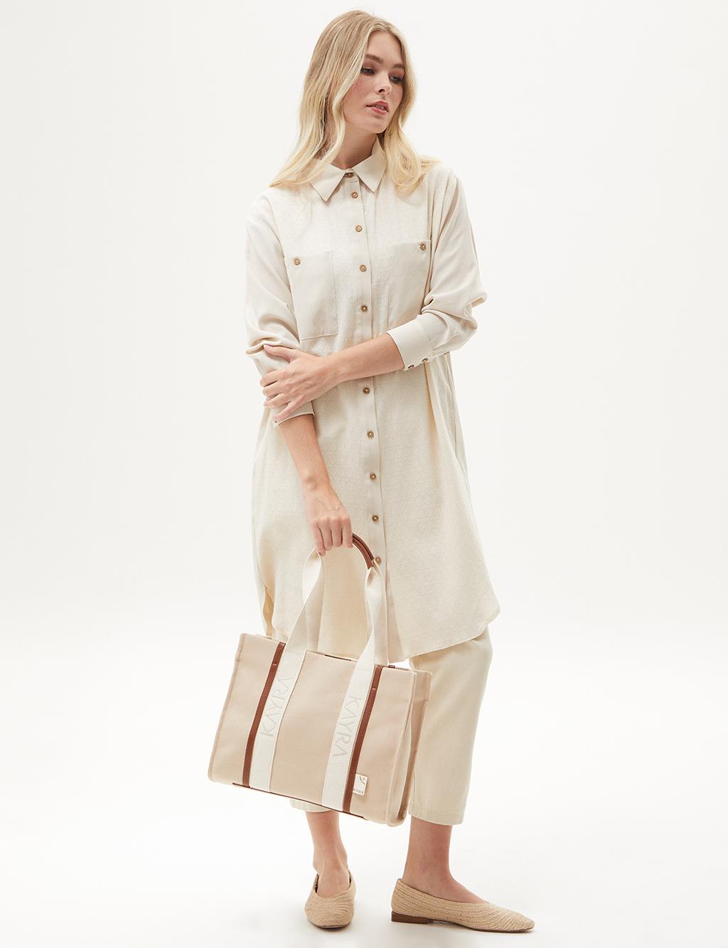 Fabric Mixed Poplin Tunic Cream