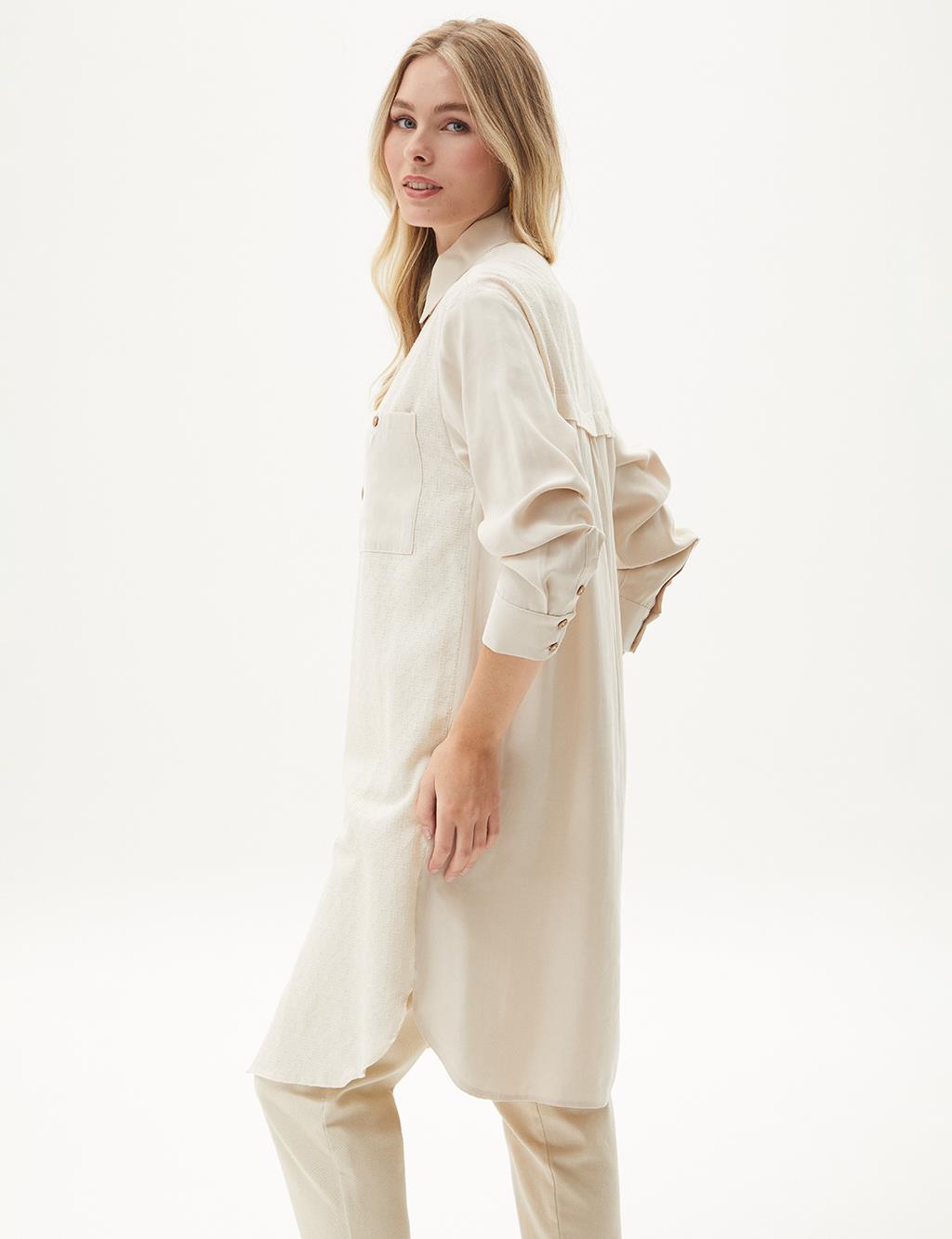 Fabric Mixed Poplin Tunic Cream