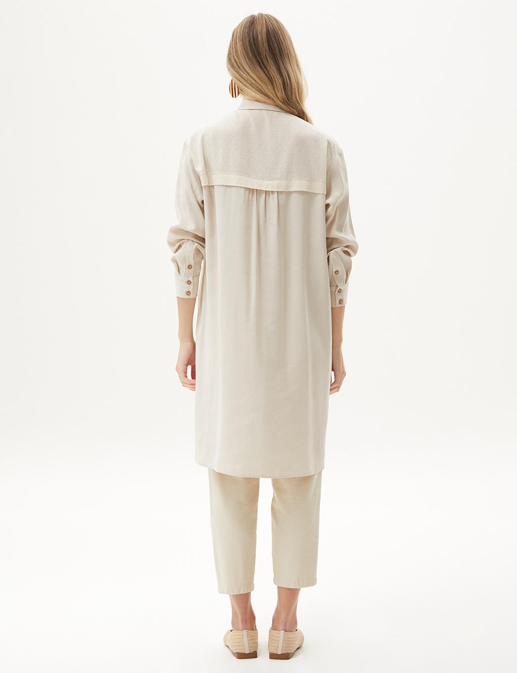 Fabric Mixed Poplin Tunic Cream