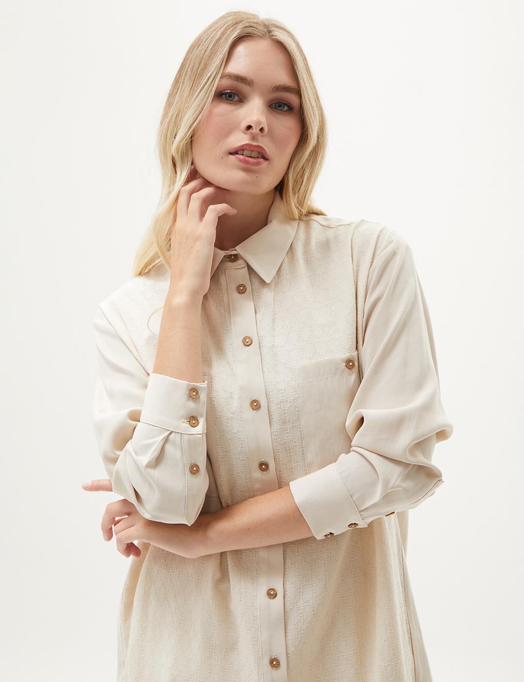 Fabric Mixed Poplin Tunic Cream