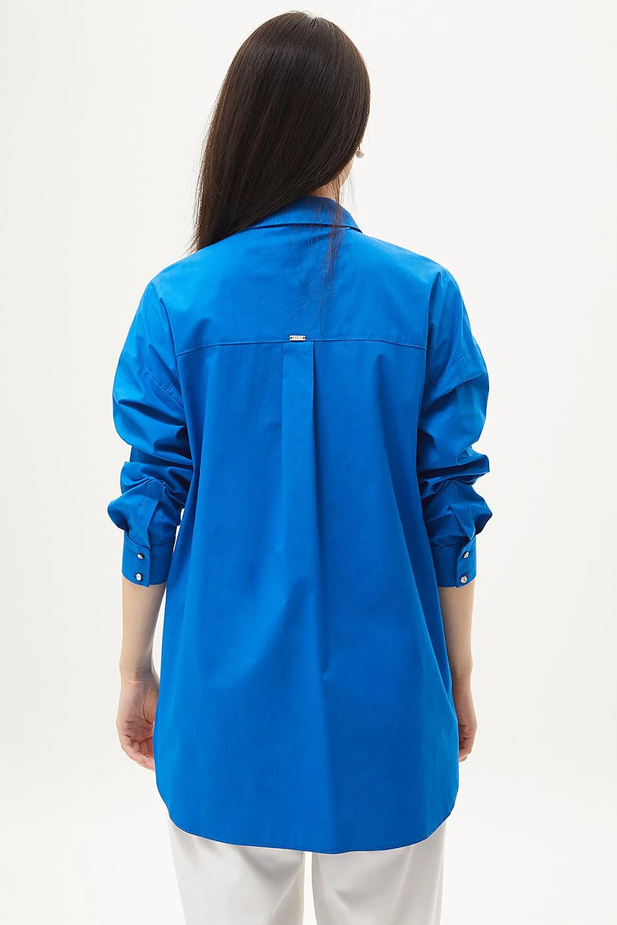 Stone Embellished Poplin Tunic Cobalt Blue