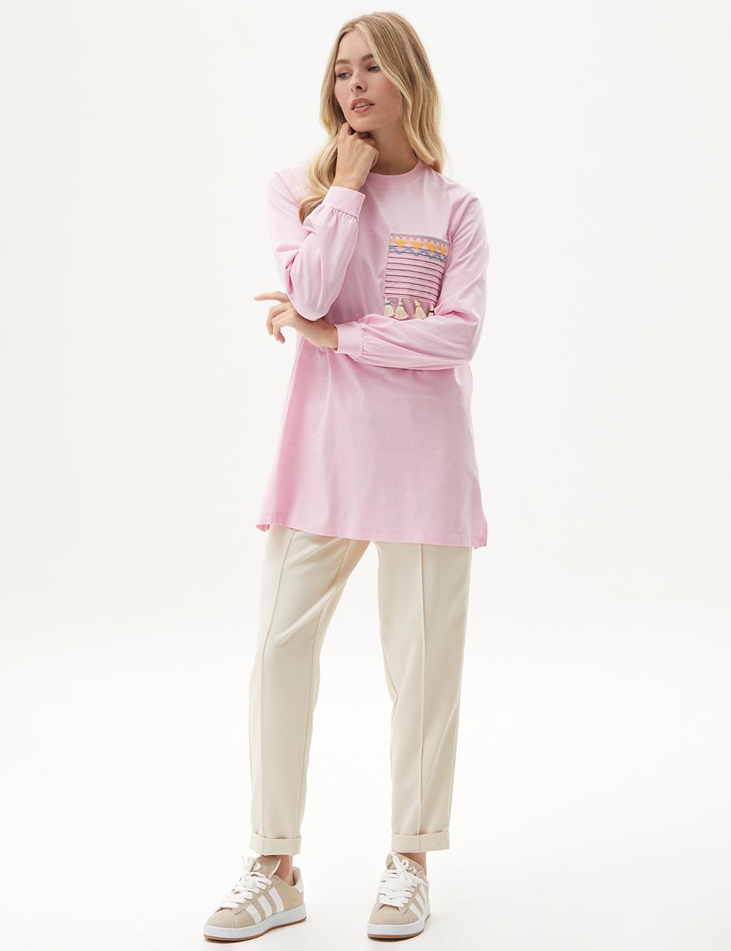 Tassel Detailed Sweatshirt Candy Pink