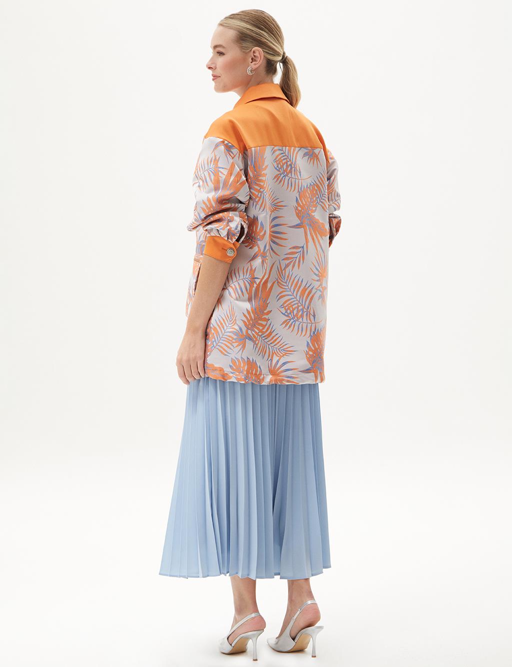 Floral Pattern Jacquard Jacket Orange