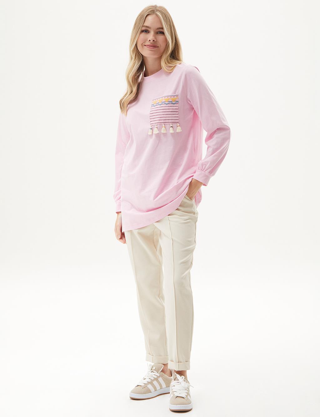 Tassel Detailed Sweatshirt Candy Pink