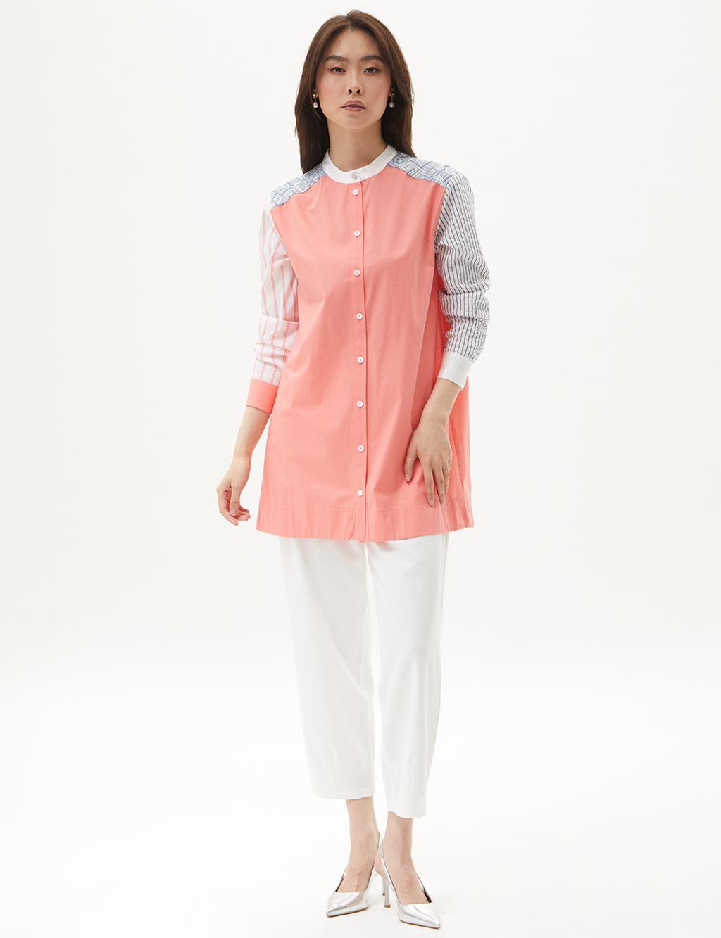 Pleated Back Panel Tunic Shell Pink