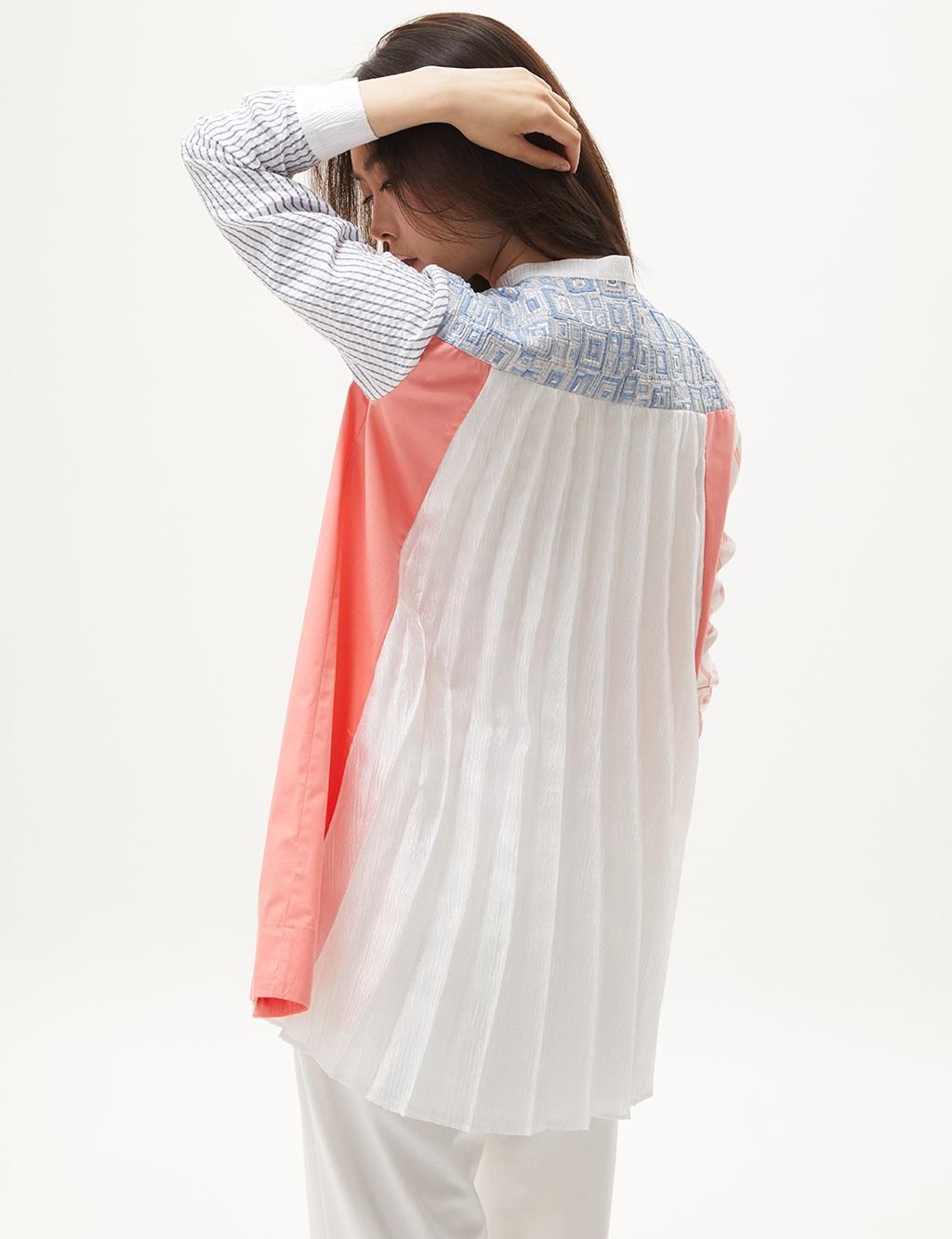 Pleated Back Panel Tunic Shell Pink